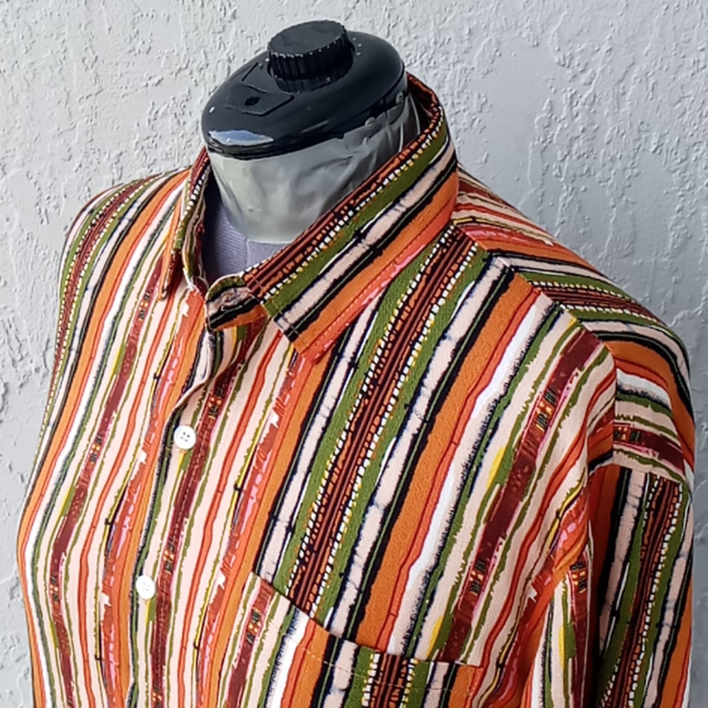 ChArmkpR  Men's Vintage Striped Loose Casual Shirt